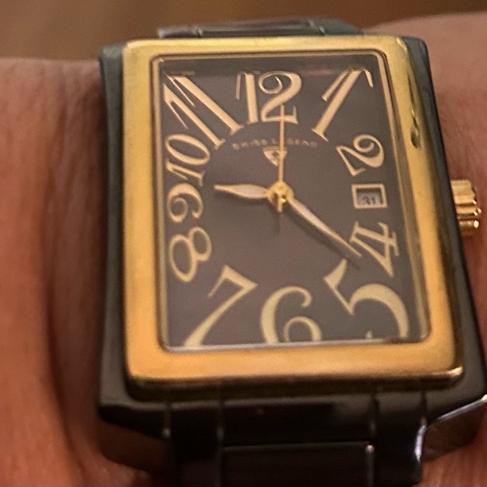 Swiss Legend Black mother of pearl ceramic watch.